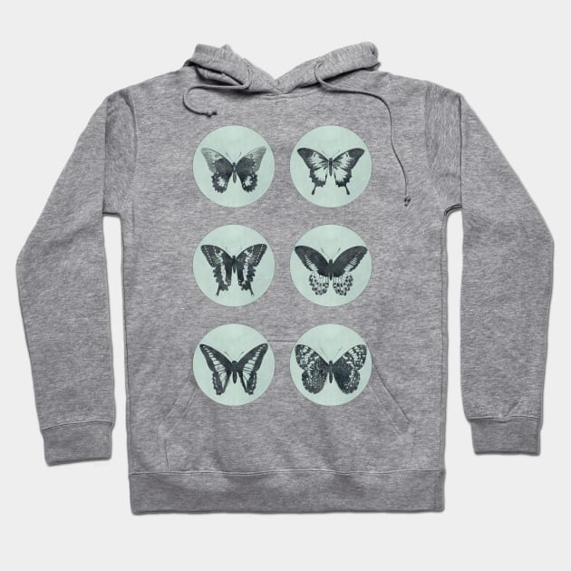 Vintage BUTTERFLIES mega sticker pack blue retro sketch edition Hoodie by Naumovski